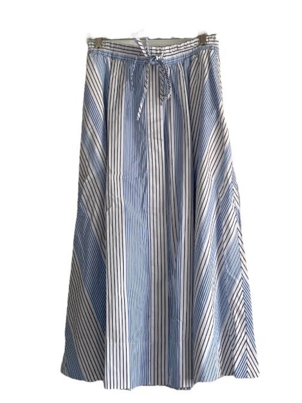 Free Assembly Skirt 100% Cotton Poplin Stripe Coastal Blue & White Sz XS Stretch
